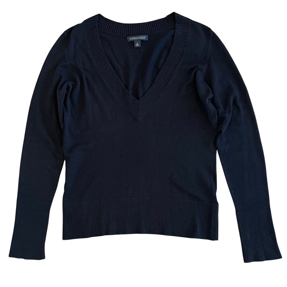 Banana Republic Sweater Womens M Cotton Silk Cashmere V Neck Minimalist Capsule